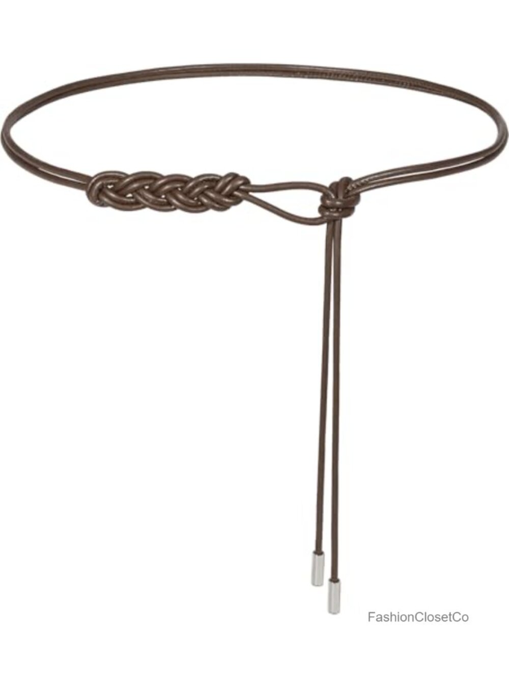 Women's Knotted Thin Waist Belt PU Leather Skinny Adjustable